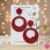 Grande Créole sur bouton d'oreille, rouge pailleté moment festif, boucle d'oreille fantaisie légères