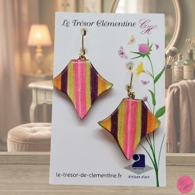 Boucles d'oreilles Artisanales  de créateur modèle Manta Collection Acidulée Multicolore, livraison offerte à partir de 60 euros