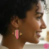 Boucles d'oreilles Artisanales Manta - Multicolore & Dorée - L'élégance de l'artisanat français à vos oreilles femme active
