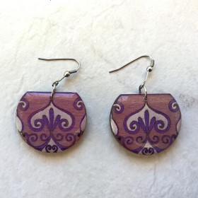 Boucle d'oreille médiévale baroque violet bjou de créateur original