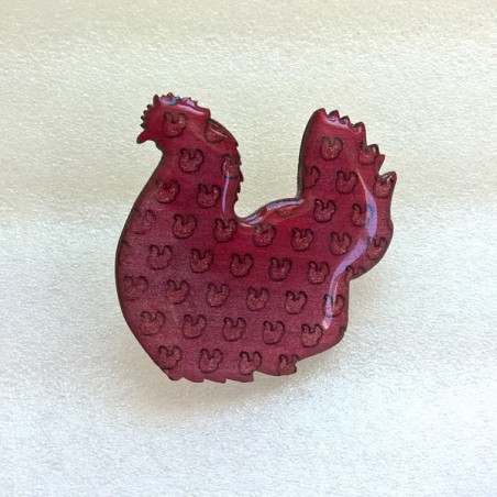 Broche forme de poule rose bijou de créateur original