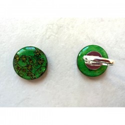Bague originale fleurs fond  vert et pointes dorée bijou de créateur fabrication française