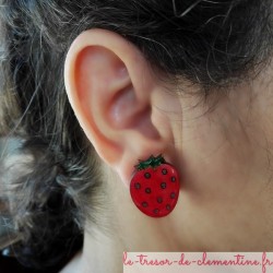 Boucle d'oreille fraise boucle d'oreille fantaisie pour enfant ou adulte, personnalisable sur demande