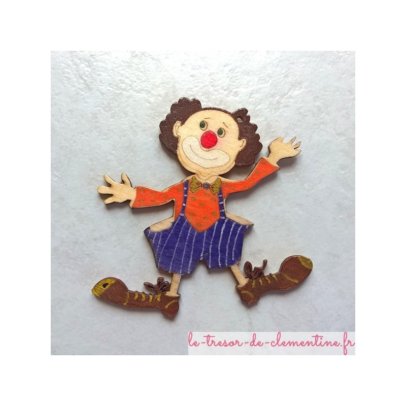 Clown en bois peint à la main, personnalisable sur demande modèle unique, fabrication française peint à la main