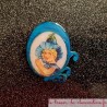 Broche artisanale romantique femme fleur turquoise fabrication française bijou artisanal