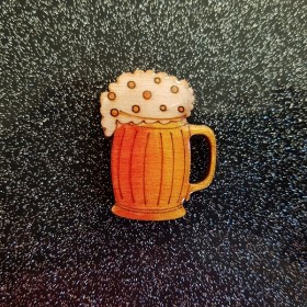 Broche artisanale chope de biere orange,  sur demande version boucle d'oreille pin's ou magnet