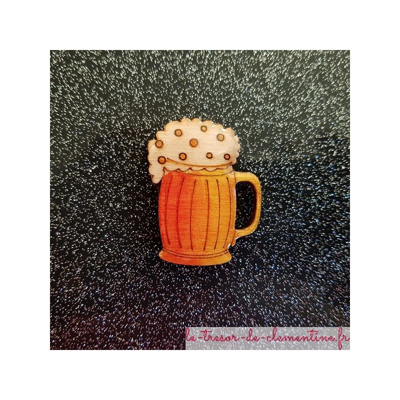 Broche artisanale chope de biere orange,  sur demande version boucle d'oreille pin's ou magnet