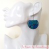 Boucles d'oreilles pendantes femme argent et bulles bleues, créées et décorées à la main par Clémentine