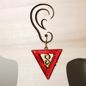 Boucle d'oreille femme triangle infini rose création artisanale française