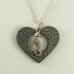 Pendentif 2 dragons rouge et argent
