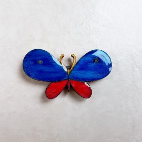 Magnet de collection papillon bleu rose, artisanat d'art