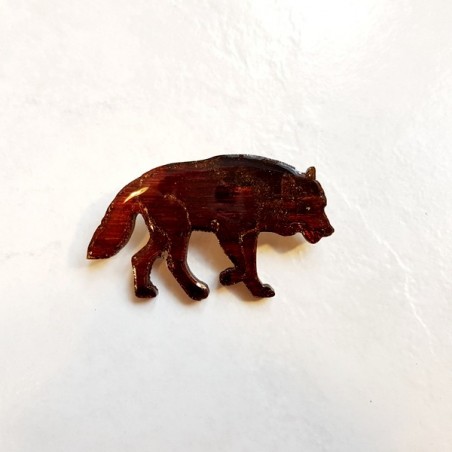 Broche artisanale loup marron brun modèle unique