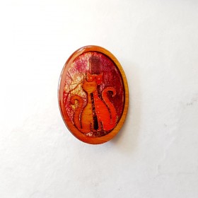 Broche fantaisie couple de chats amoureux tons mordorés